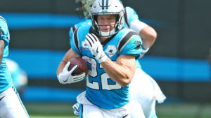 Christian McCaffrey runs down the field for the Carolina Panthers